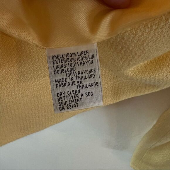 Talbots Blazer 100% Linen Size 4 Yellow Fully Lined Career Professional … - Picture 6 of 7